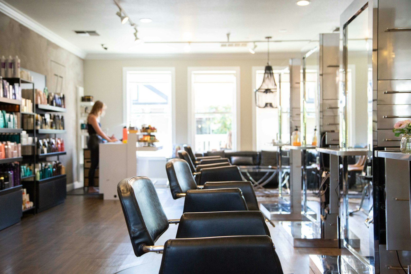 Salon floor and product shelves